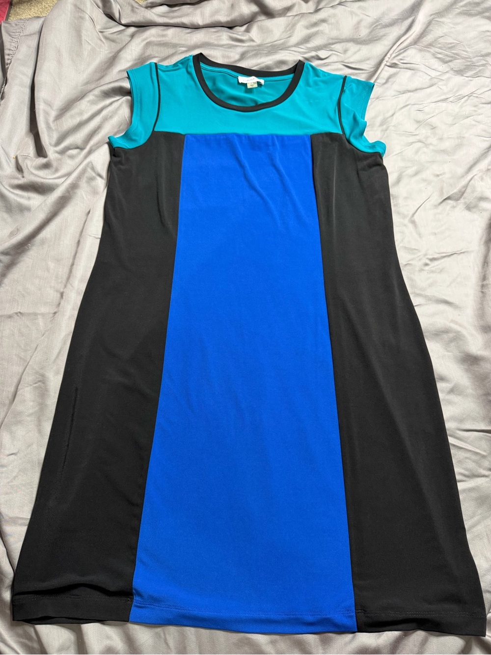 Calvin Klein Teal, Royal Blue & Black Colorblock Mini Dress